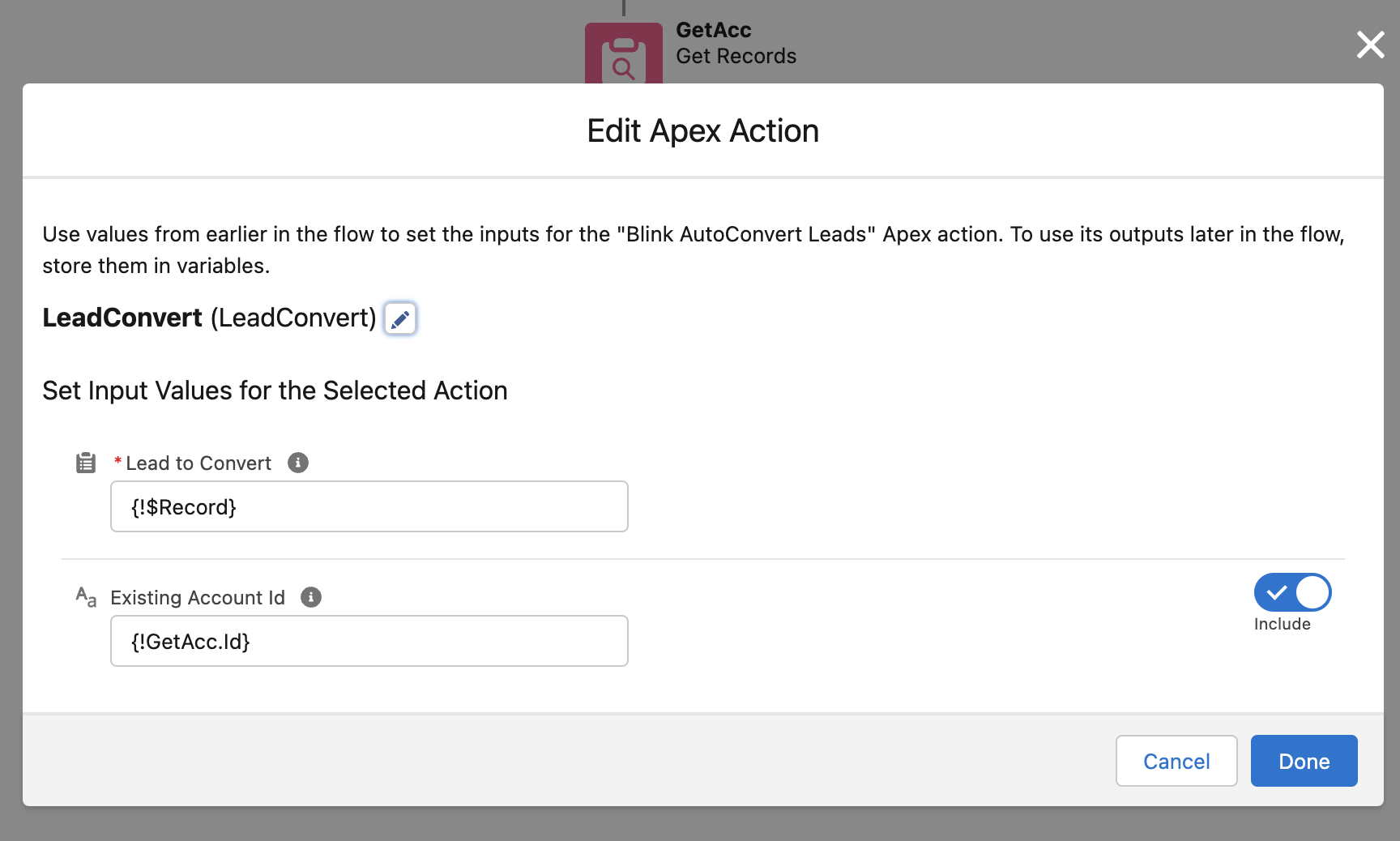 Passing parameters in Apex Action