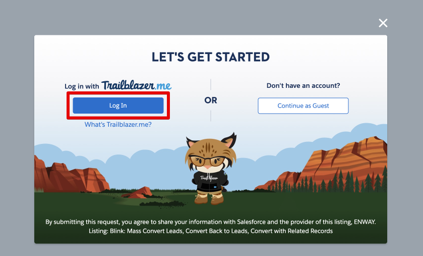 Log In with Trailblazer button