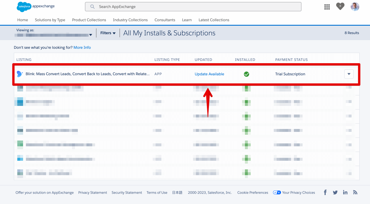 How update Blink on AppExchange